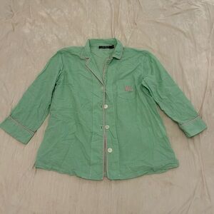 Ralph Lauren Green Gingham Pajama Top